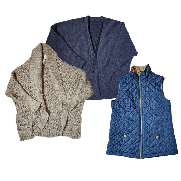 Tops - Women’s Small 3‑Piece Layering Bundle Vest & Cardigans